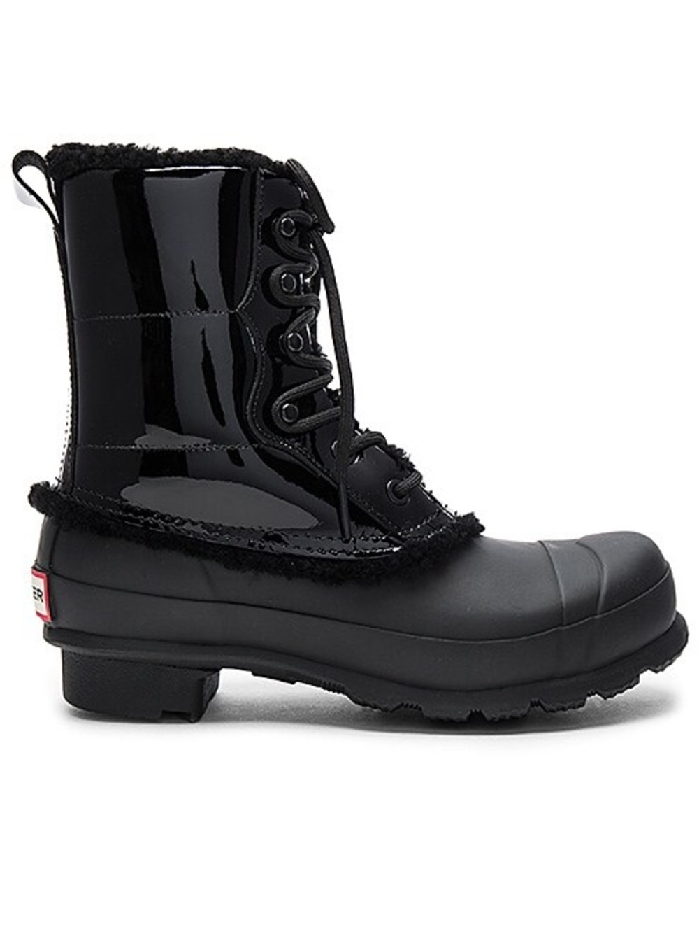 Hunter - Original Leather Lace Up Boot with Shearling Lining in Black